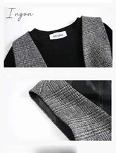 Ingvn - Teenage Girls Clothing Set 12 13 14 Years Spring Plaid Vest T-shirts Pants 3pcs Suit for Girls Clothes Fashion Kids Costume
