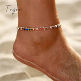 Bohemian Colorful Turkish Eyes Anklets for Women Butterfly Flower Zircon Shell Cat Ankle Bracelet Summer Beach Foot Leg Jewelry