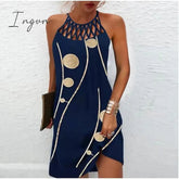Ingvn - Women's Casual Dress Halter Neck Dress Midi Dress Leopard Black Wine Sleeveless Geometric Cut Out Summer Spring Halter Fashion Vacation 2023 S M L XL XXL 3XL