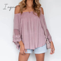 Ingvn - Women Off Shoulder Solid Tops Fashion Short Sleeve Backless Tassel Irregular Blouse Female Clothes Hipster Summer Oversize Shirt