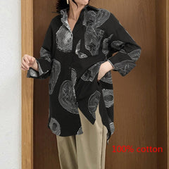 voguable Fashion Women White Shirt Autumn Blouses Lapel Casual Solid Long Sleeve Buttons Asymmetric Tunic Top Blusas Oversize