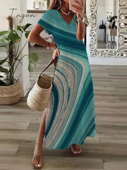 Ingvn - Women's Casual Dress T Shirt Dress Tee Dress Shift Dress Long Dress Maxi Dress Black Red Navy Blue Short Sleeve Abstract Print Spring Summer Crew Neck Fashion Daily 2023 S M L XL XXL