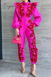 Ingvn - Elegant Solid Pocket Stringy Selvedge Mandarin Collar Long Sleeve Two Pieces