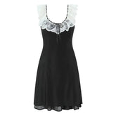 Romantic Girl Lace Spliced Sexy Off Shoulder Dress Women Short Sleeve Slim A-line Mini Dresses Summer Robe