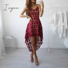 Ingvn - Women Fashion Trends Off Shoulder Lace Patchwork Elegant Dress Women Summer V Neck Spaghetti Strap Dress Female New Fashion Solid Party Dresses