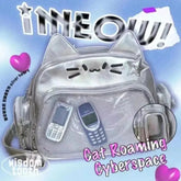 Ingvn Y2K Korean Harajuku Japan Kawaii Cat Ita White Crossbody Bag Vintage Mini Backpacks Aesthetic Cute Shoulder Crossbody Bags Women