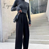 Ingvn - Women Suit Pants Spring Office Lady Long Trousers New Autumn Solid Loose High Waist Pant Vestodo Female Pants