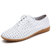 GHJIOL 2026 Spring Women Oxford Shoes Ballerina Flats Shoes Women Genuine Leather Shoes Moccasins Lace Up Loafers Zapatos Mujer