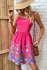 Ingvn - Floral Spaghetti Strap Mini Dress