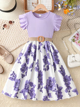 Girls Charming Floral Embroidered Dress - Soft Ribbed Flutter Sleeve - Perfect for Summer Casual Wear