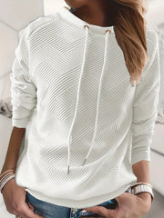 Mock Neck Drawstring Pullover Sweatshirt, Casual Long Sleeve Sweatshirt For Fall & Winter, Women's Clothing