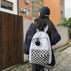 INGVN Fashion Girls Plaid Backpack Waterproof Leisure Shoulder Bag Women Laptop Mochila Bookbag Travel Rucksack for Female