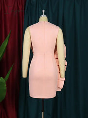 Ingvn - Fashion Trends Women Pink Dress Party Ruffle Stylish Occasion Celebrate Sleveless Mesh Patchwork Elegant Slim Summer Homecoming Robe Gowns