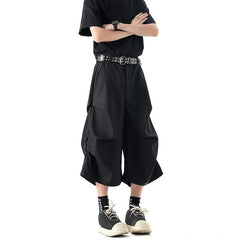 New Wide Leg Casual Pants mens Loose Fit Elastic Waist Outdoor Sport Capri Wrinkle Design Comfy Trousers for Women Men
