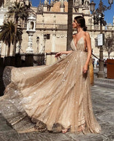Ingvn - Sexy Spaghetti Strap Gold Sequin Metallic Dresses for Women Fashion Elegant Night Club Party Evening Maxi Dress Vestidos