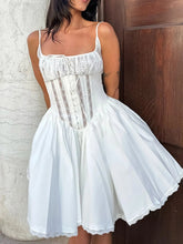 Lace Square Neck Ruffle Cami Dress