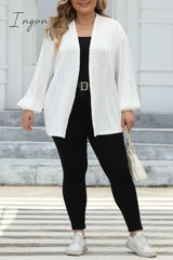 Ingvn - Casual Solid Cardigan Plus Size Overcoat