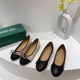 Black Ballet Flats Shoes Women Spring Quilted PU Leather Slip on Ballerina Luxury Round Toe Ladies Dress Shoes Zapatos De Mujer
