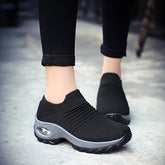 Trendy Air Cushion Mesh Breathable Outdoor Sneakers, Wear Resistance Non Slip Flying Woven Shoes, Casual Versatile Lightweight Sports Running Shoes