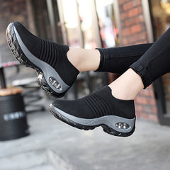 Womens Solid Color Chunky Low Top Sneakers - Breathable, Lightweight, Slip-On Shoes with EVA Insole and PU Sole - Perfect for Casual Outdoor Activities All Season