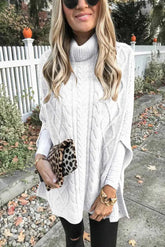 Ingvn - High Neck Loose Cable Knit Pattern Stitching Sweater(7 Colors)