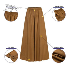 Ingvn - Spring and Summer Plus Size Women's Stretch Belt Wide-Leg Pants Women's Solid Color Wide Full-Length Casual Pants