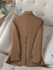 Ingvn - Single Button Blazers for Women 2023 New Spring Long Sleeve Slim Women Blazer Chic Office Ladies Notched Solid Coat