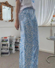 Ingvn - autumn new show cold dark white blue floral penal legs pants tattoo flower female
