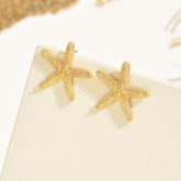 1 Pair of Cute Starfish Stud Earrings for Women, Made of Zinc Alloy Iron Post, No Plating, Versatile Daily Wear and Music Festival Accessories