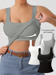Solid Color Slim Tank Top 3 Packs, Casual Square Neck Sleeveless Versatile Top, Women's Clothing