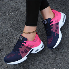 Women's Breathable Mesh Running Shoes with Air Cushion - Lightweight, Lace-Up Casual Sneakers for All Seasons