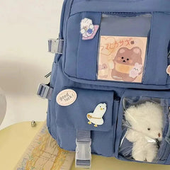 INGVN Popular Pink Purple Color Girls High School Student Backpack Bags