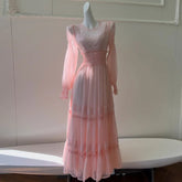 Fashion Women Dress Long Sleeve Round Neck Lace Perspective Female Summer Party Dresses New Tide 3QW1324