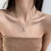Korean Fashion Y2K Aesthetic Jewelry Flower Pendant Necklaces for Women Girls Vintage Snake Chains Necklace Sweet Accessories