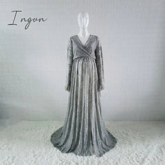 Ingvn - Boho Style Lace Maternity Dress For Photography Maternity Photography Outfit Maxi Gown Pregnancy Women Lace Long Dress
