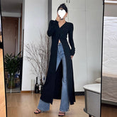 Pphmm 2000s fashion French Royal Sister Style Knitted Split Dress Autumn and Winter New Women's New Year Battle Gown Dress