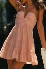 Ingvn - Sexy Solid Halter Sleeveless Dress Dresses