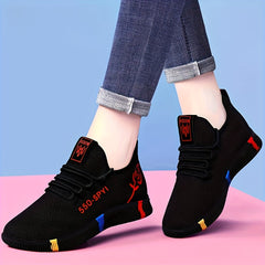 Women's Rose Pattern Sports Shoes, Stylish Low Top Walking Sneakers, Lightweight & Breathable Outdoor Trainers