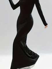 Autumn And Winter Women's Fashionable Casual Long-sleeved Solid Color Dress