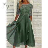 Ingvn - Womenโs Cocktail Party Dress Lace Dress Midi Dress Green Blue Purple Half Sleeve Floral Embroidery Lace Summer Spring Crew Neck Elegant Classic Wedding Guest 2023 S M L XL XXL 3XL