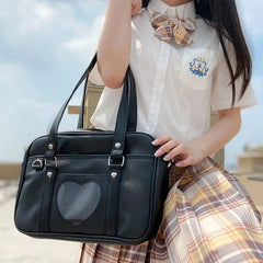 INGVN Japanese Heart Patchwork Women Handbags High-capacity Streetwear Simple Messenger Bag All Match Fashion Shoulder Bags Y2k Preppy