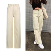 Rockmore Brown Vintage Baggy Jeans Women 90s Streetwear Pockets Wide Leg Cargo Pants Low Waist Straight Denim Trousers