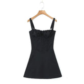 New Fashion Women Back Lacing Up Bandage Black White Sling Dress Sexy Sleeveless Female Summer Party Mini Robe