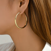 1 Pair Exquisite Bohemian Chic Geometric Circle Hoop Earrings - Minimalist Statement Jewelry for Daily Wearing with Large Circle Design, Elegant Style, and Versatile Accessory for Any Occasion