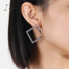 New Fashion Exaggerated Diamond Shaped Earrings for Women Exquisite Alloy Studs Sweet Elegant Party Jewelry Girlfriend Gifts