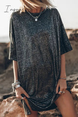Ingvn - Casual Solid Slit O Neck T-Shirts