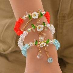3pc Colorful Faux Crystal Beads Beaded Bracelet Elastic Stretch Versatile Hand String Jewelry Set