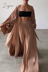 Ingvn - Fashion Casual Solid With Belt Strapless Three Pieces(4 colors)