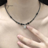 Vintage Chinese Style Lion Pendant Beaded Necklace for Women Men Lucky Punk Clothing Unusual Stone Bead Choker On The Neck Beads