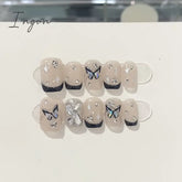 10pcs Handmade Press On Nails Purple Cat Eye Fake Nails Buttfly Design False Nails Full Cover Wearable Manicure Fake Nail Tips